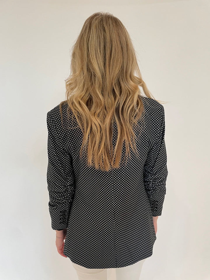 Peace of Cloth Pindot Jaime Blazer in Black available at Barbara Katz