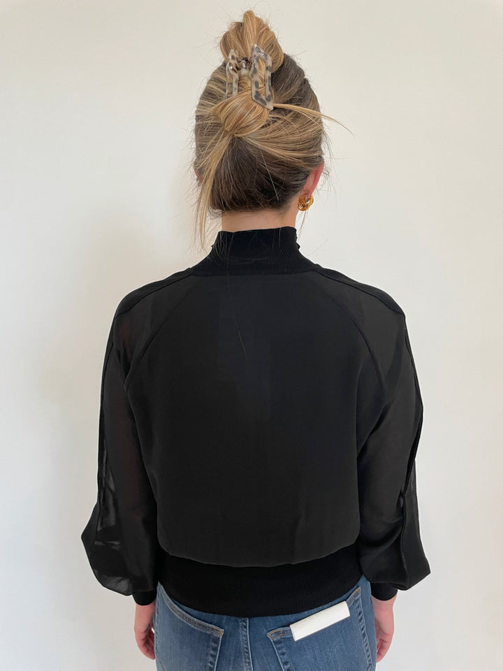 Marella FL VSC Sorona Jacket in Black with Ben Amun Madeline Clip-On Link Earrings in Gold available at Barbara Katz