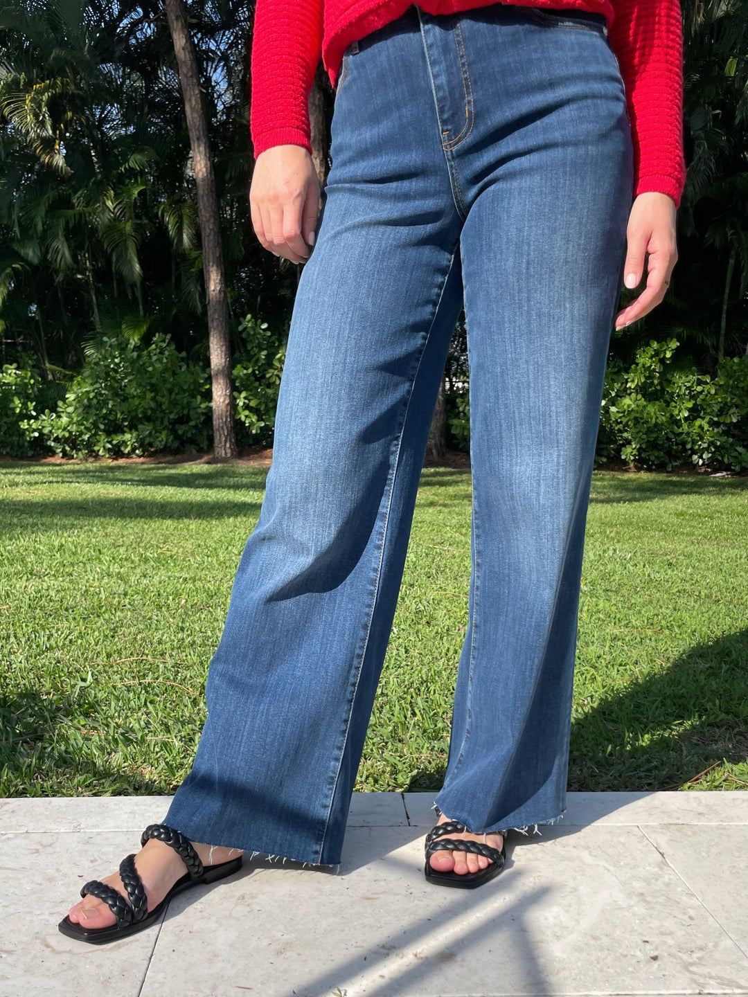 Frame Le Slim Palazzo Raw After Denim Jeans in Lupine available at Barbara Katz