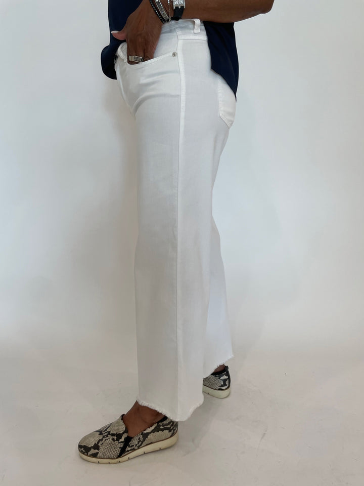 MAC Dream Wide Crop Wonderlight Jeans in White available at Barbara Katz