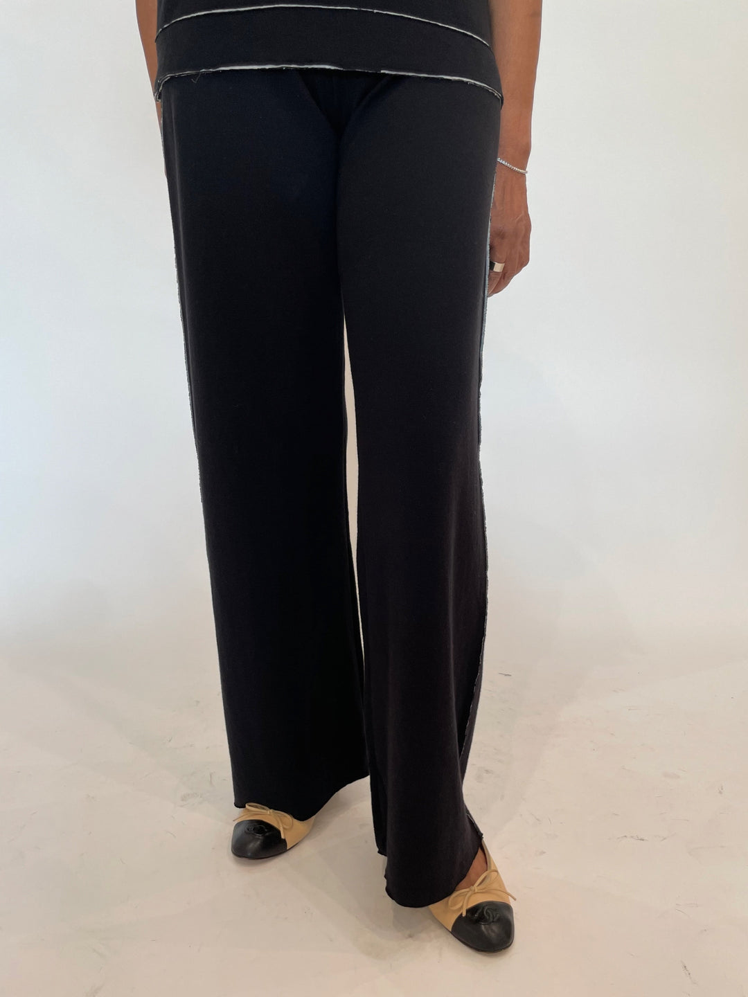 Goldie Stella Double-Faced Flare Pants in Black/Gray Heather available at Barbara Katz