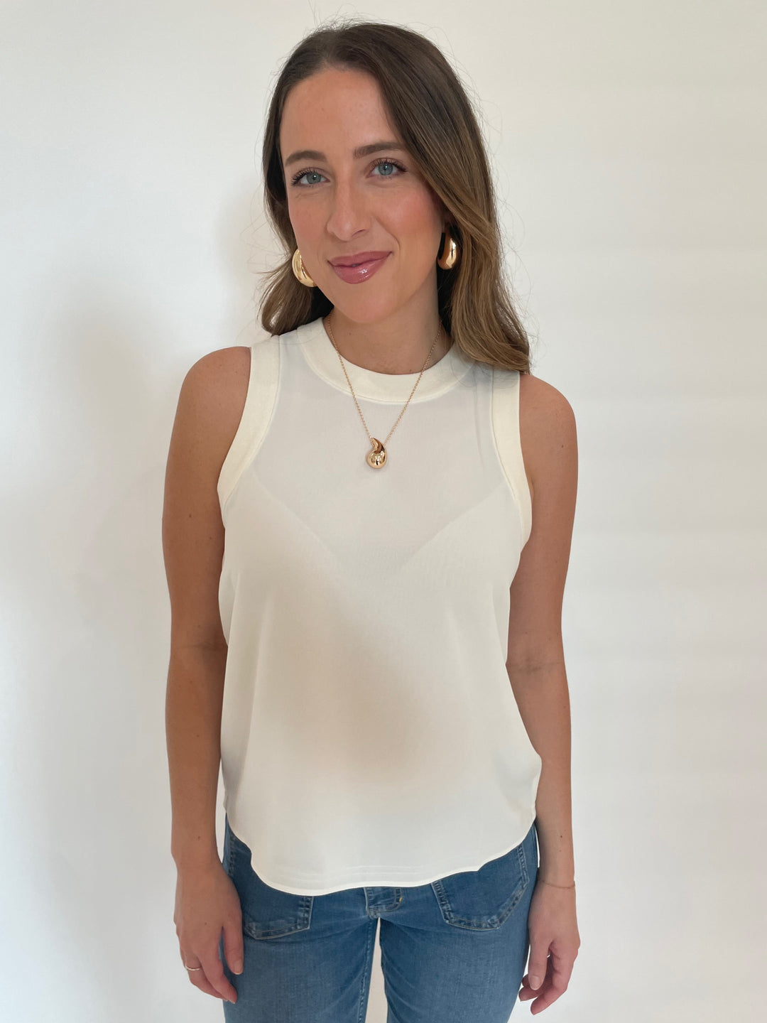 Marella FL VSC Sorona Tank Top in White available at Barbara Katz