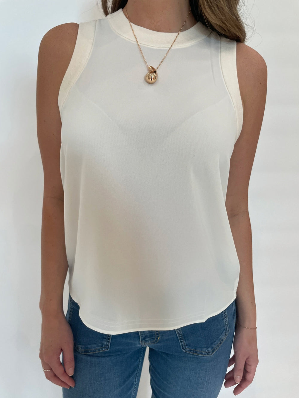 Marella Georgette Sorona Tank Top in White available at Barbara Katz