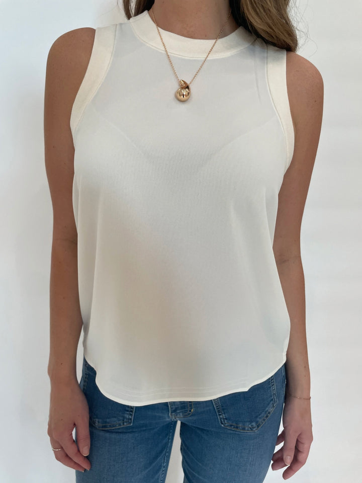 Marella Georgette Sorona Tank Top in White available at Barbara Katz