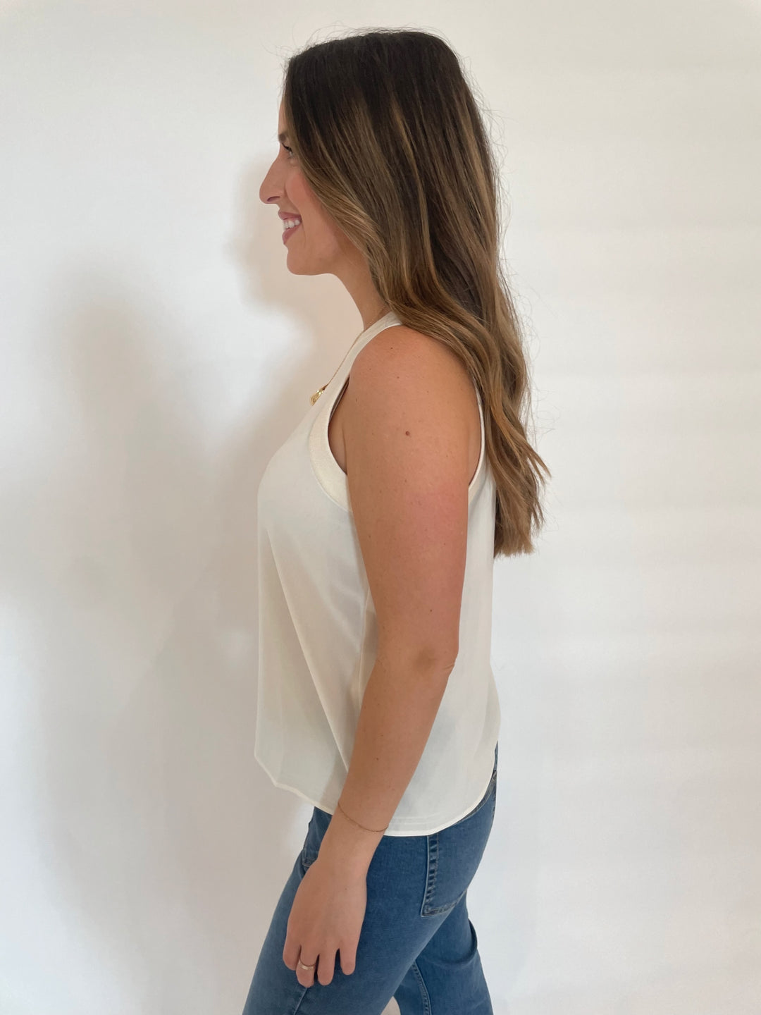 Marella Georgette Sorona Tank Top in White available at Barbara Katz