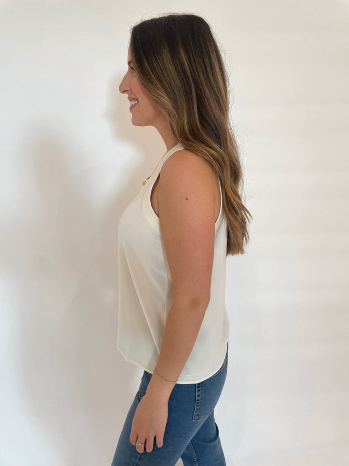 Marella Georgette Sorona Tank Top in White available at Barbara Katz