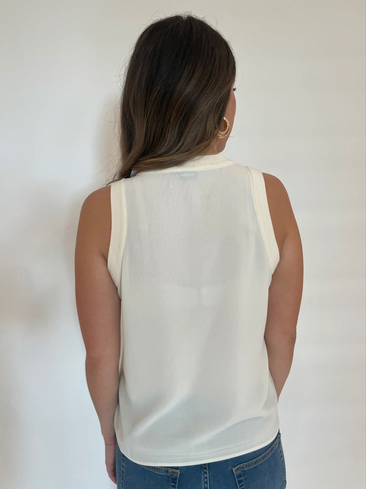Marella Georgette Sorona Tank Top in White available at Barbara Katz