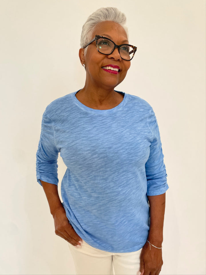 Elliott Lauren Hannah Crew Neck Tee in Denim available at Barbara Katz