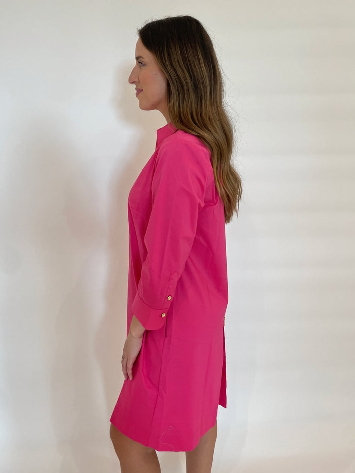 Hinson Wu Alessa 3/4 Sleeve Dress in Hot Pink available at Barbara Katz