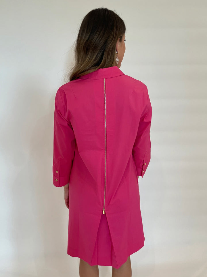 Hinson Wu Alessa 3/4 Sleeve Dress in Hot Pink available at Barbara Katz