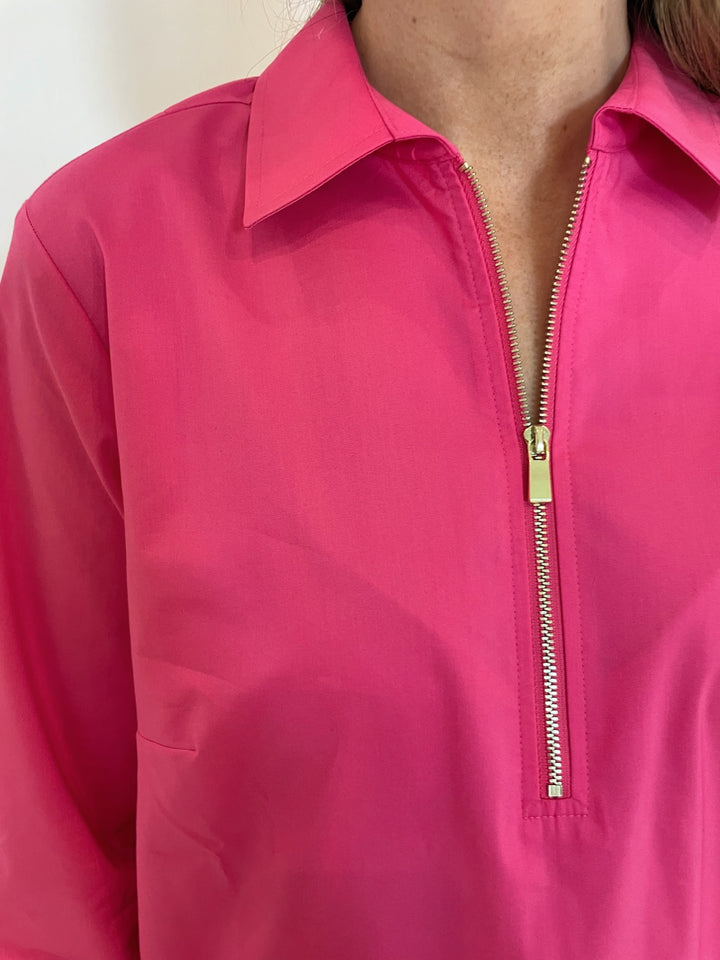 Hinson Wu Alessa 3/4 Sleeve Dress in Hot Pink available at Barbara Katz