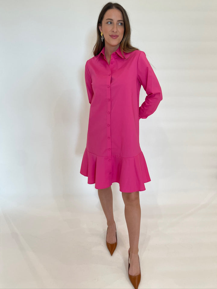 Hinson Wu Adeline Long Sleeve Dress in Hot Pink available at Barbara Katz
