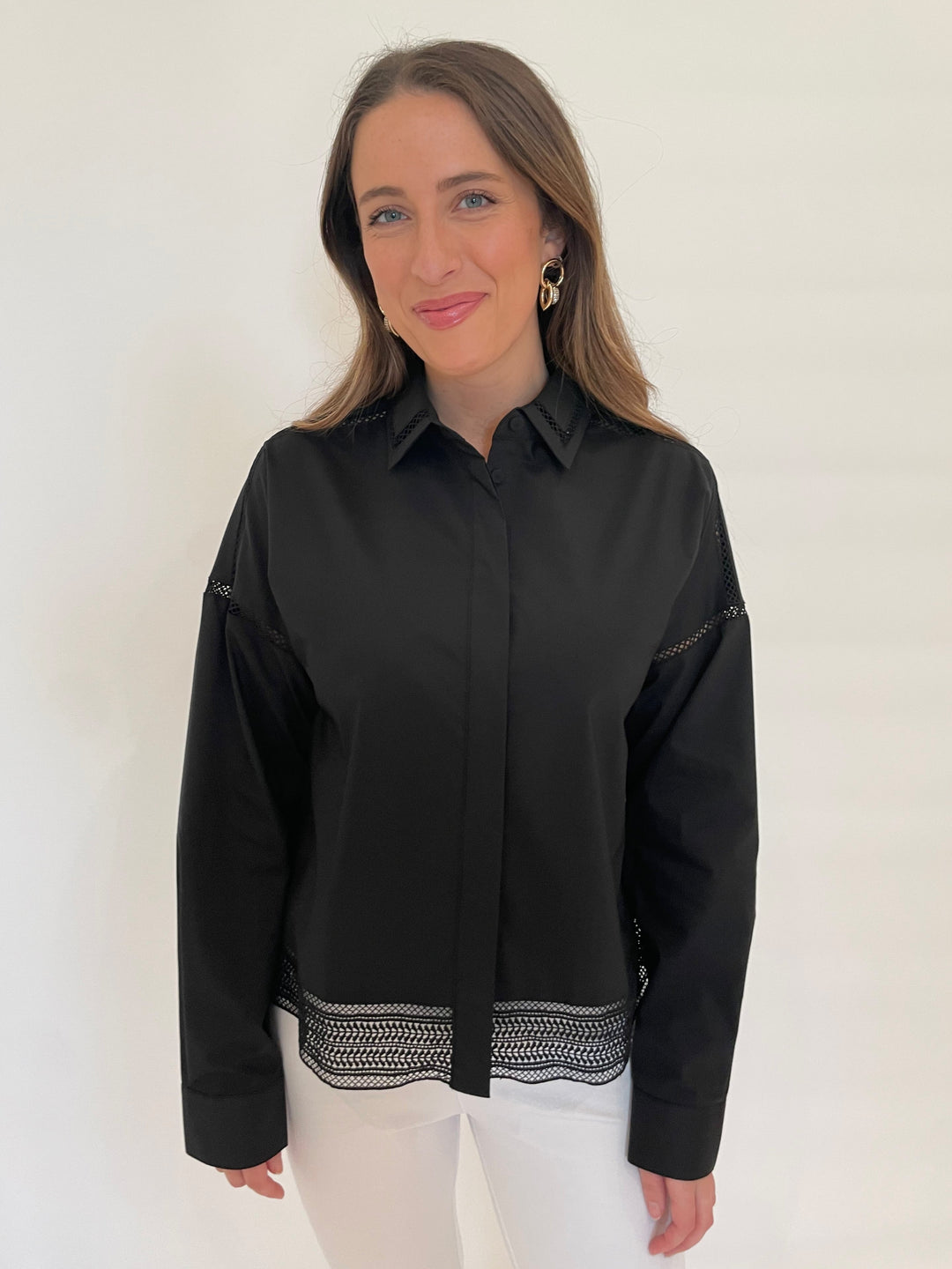 Hinson Wu Sophie Long Sleeve Top in Black available at Barbara Katz