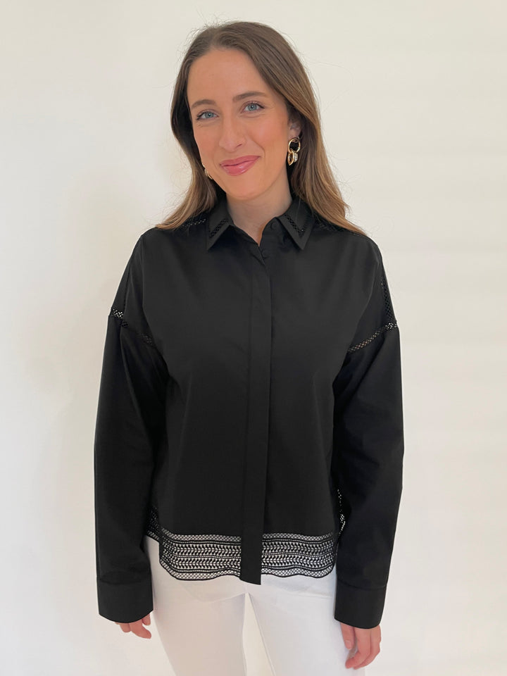 Hinson Wu Sophie Long Sleeve Top in Black available at Barbara Katz