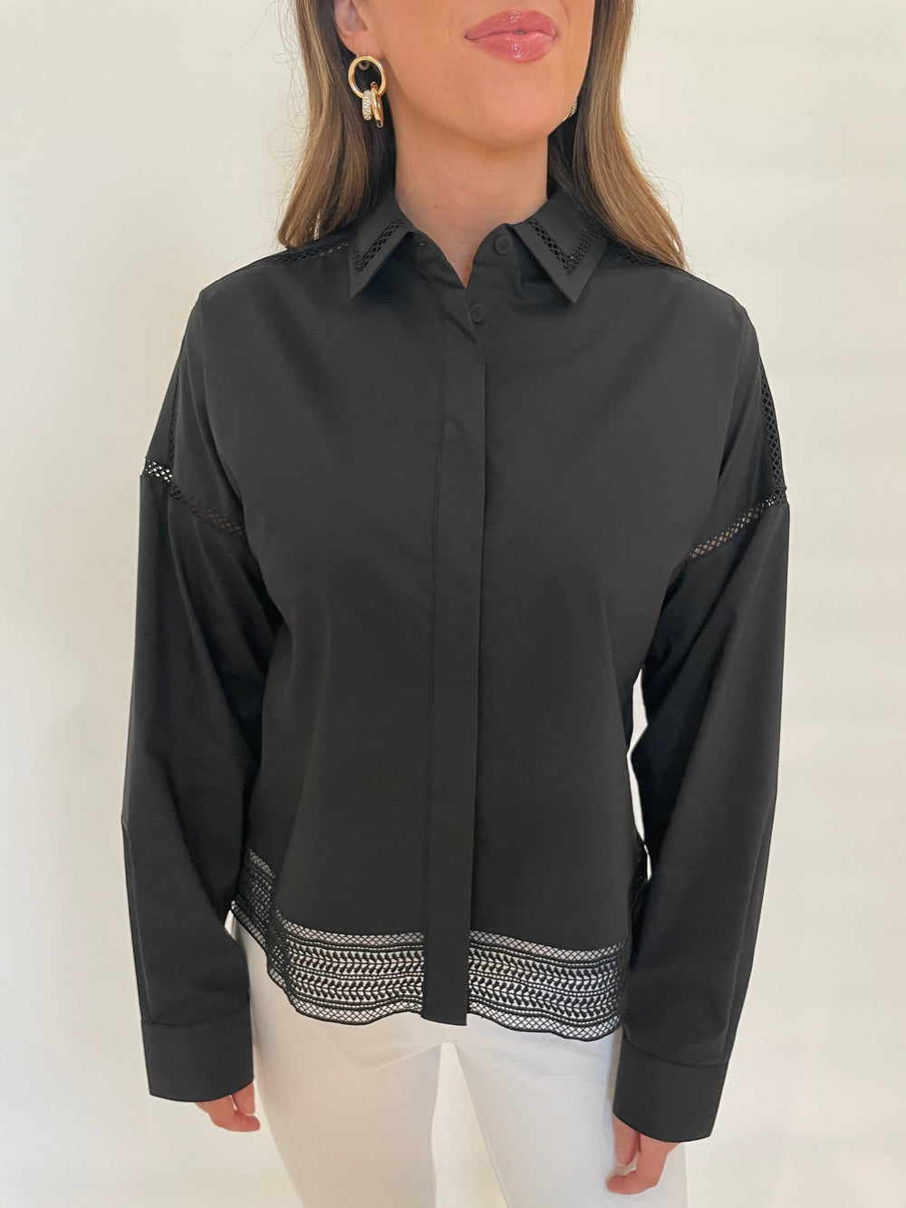 Hinson Wu Sophie Long Sleeve Shirt in Black available at Barbara Katz