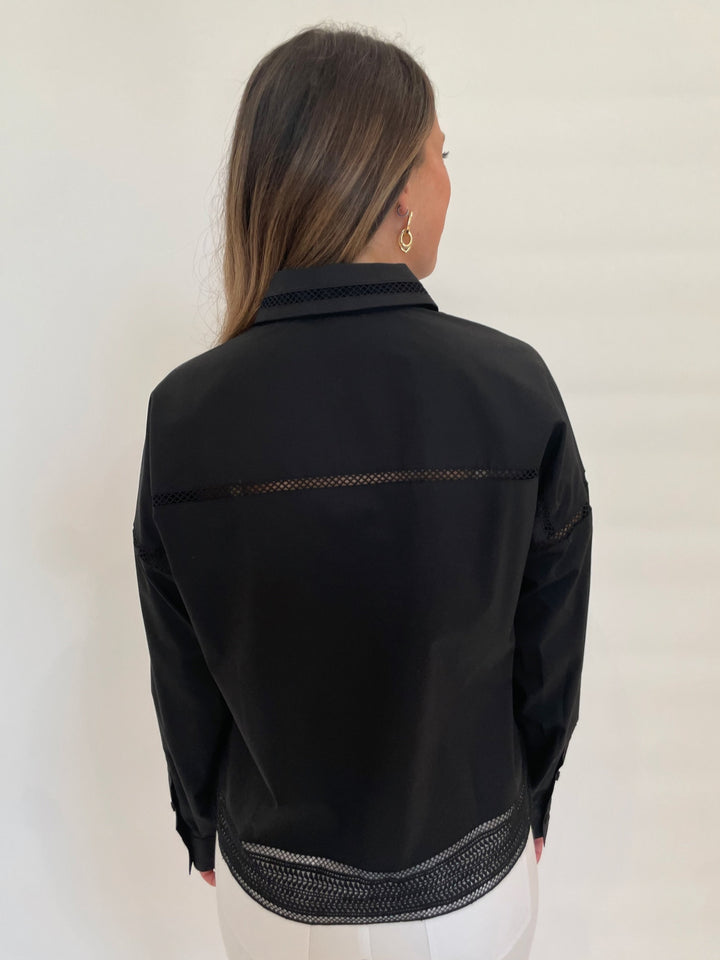 Hinson Wu Sophie Long Sleeve Top in Black available at Barbara Katz