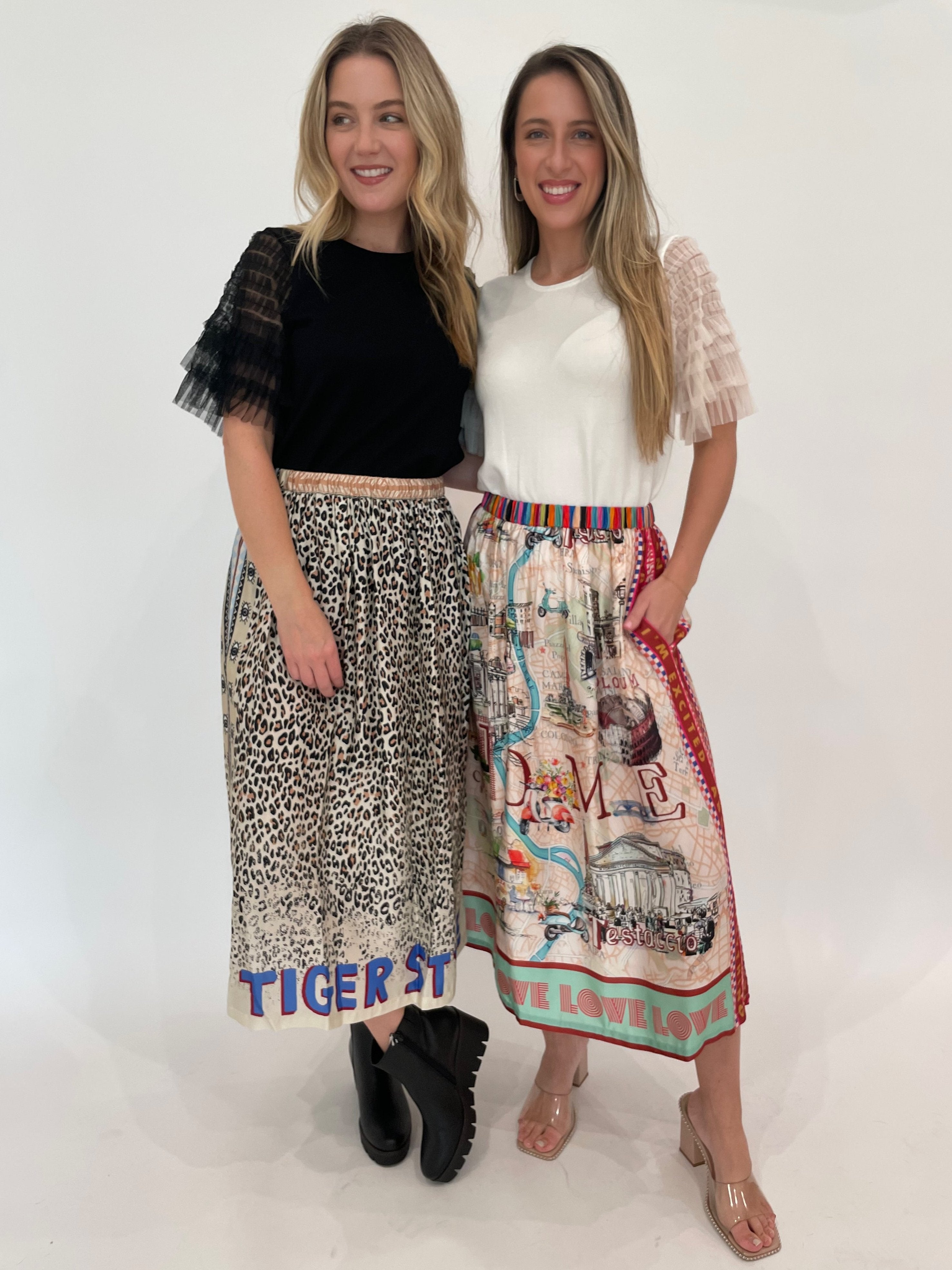 ME369 Hayley Sand Printed Viscose Blend Midi Skirt – Barbara
