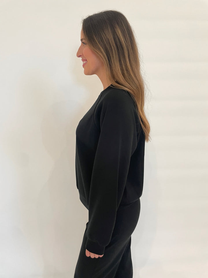 BK Soft Touch Raglan Sweatshirt in Black available at Barbara Katz