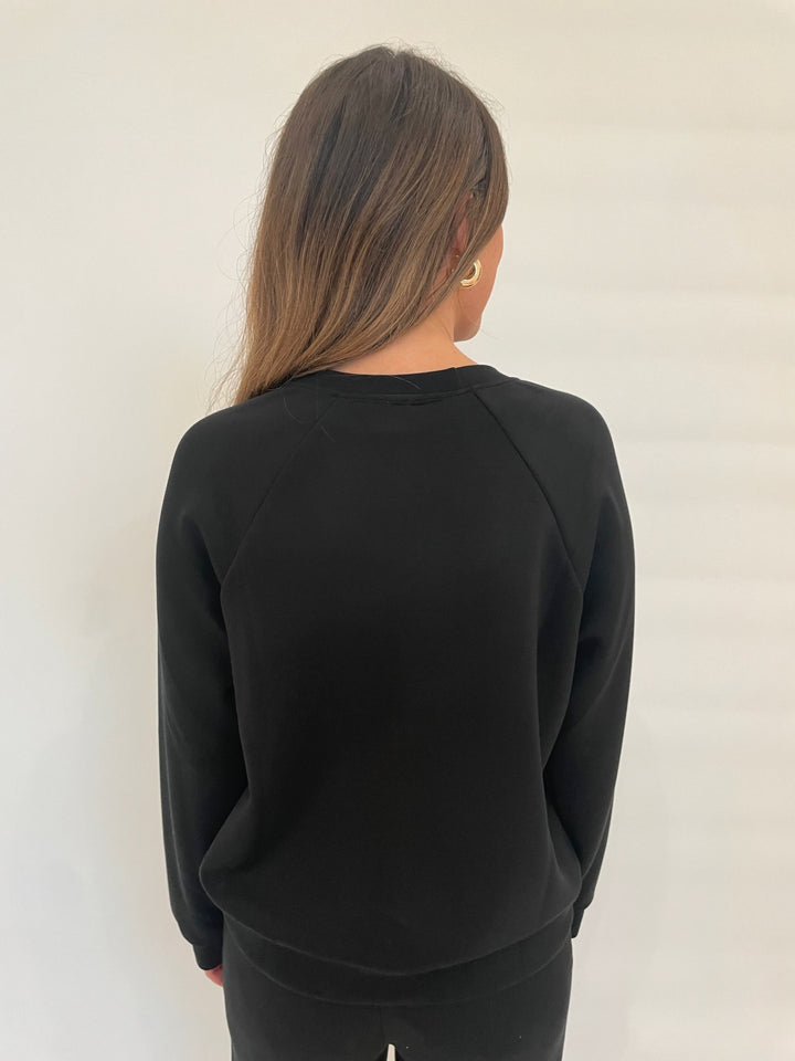 BK Soft Touch Raglan Sweatshirt in Black available at Barbara Katz