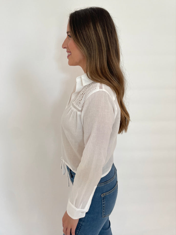 BK Dennis Long Sleeve Shirt in Eggshell available at Barbara Katz