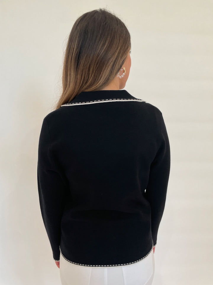 Bk Sheila Stitch Pocket Blazer in Black/White available at Barbara Katz