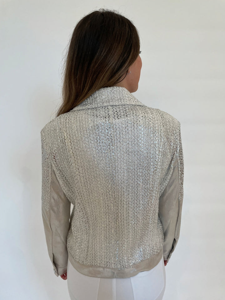 BK Kori Knit Mesh Jacket in Silver available at Barbara Katz