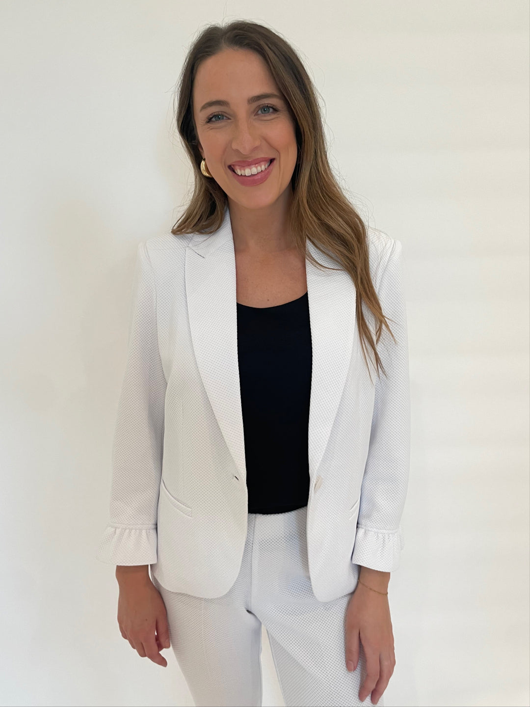 Peace of Cloth Gia Pique Jacket in White available at Barbara Katz