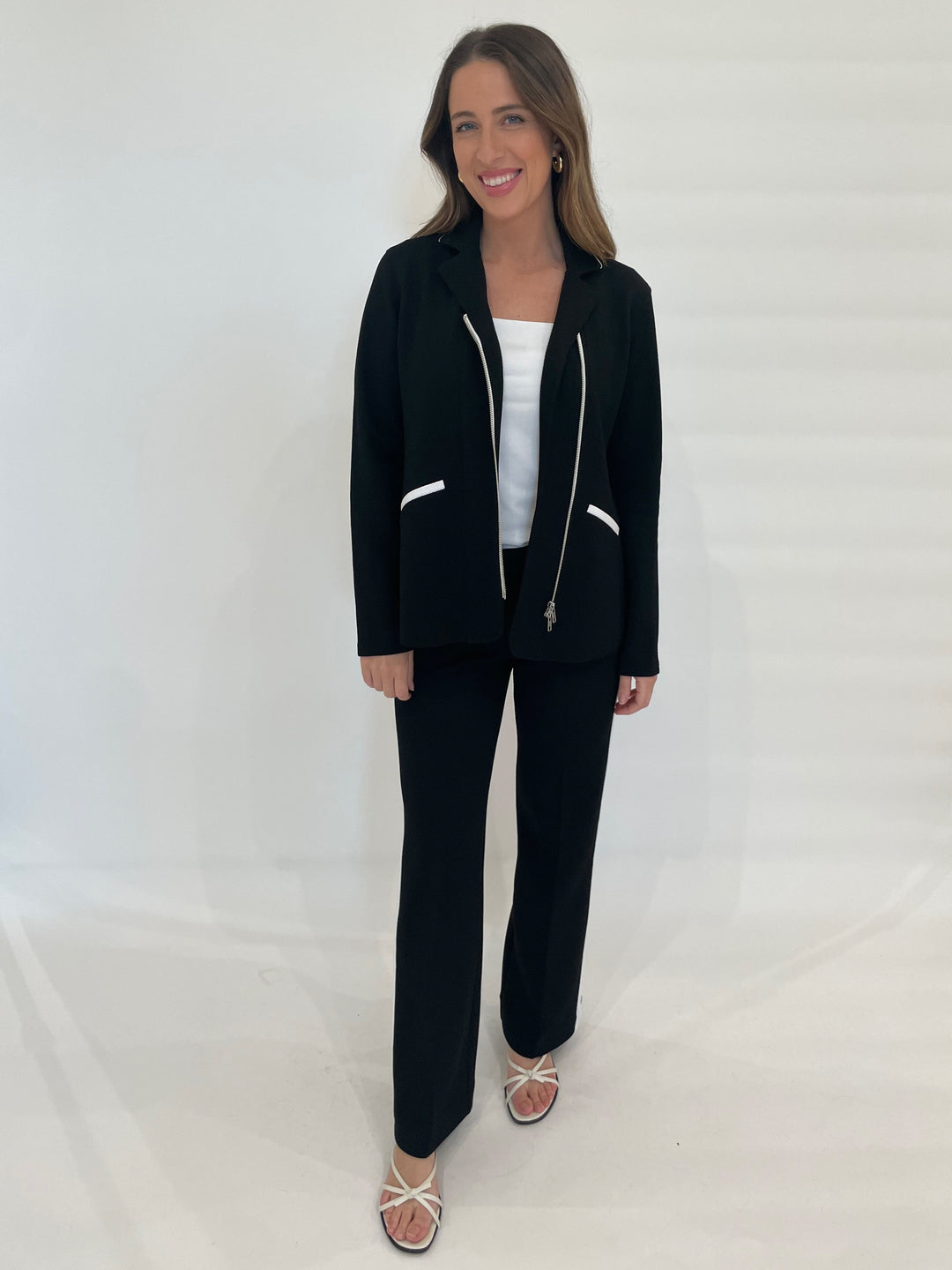 Peace of Cloth Haley Jacket in Black paired with Reese Pants in Black available at Barbara Katz