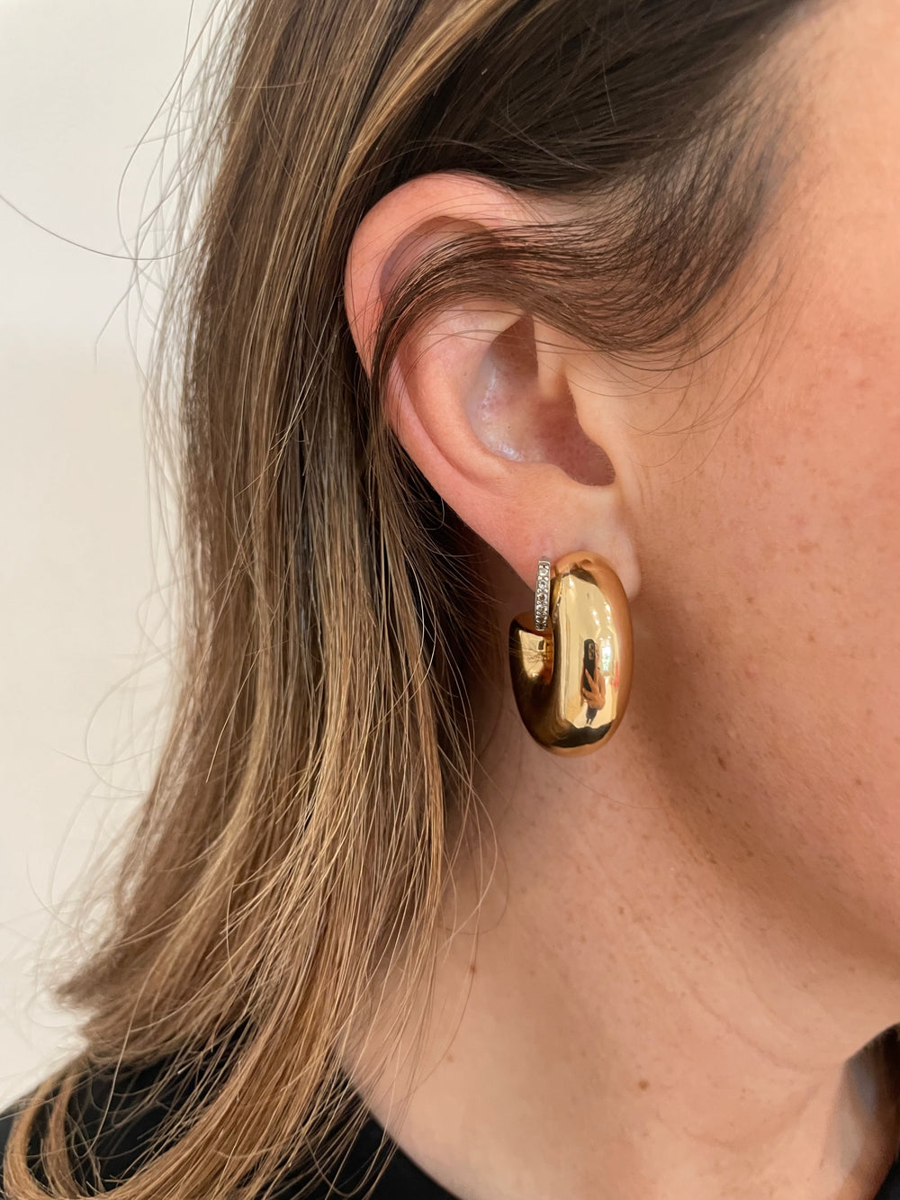BK Jewelry Tori Thick Hoop Earrings in Gold available at Barbara Katz