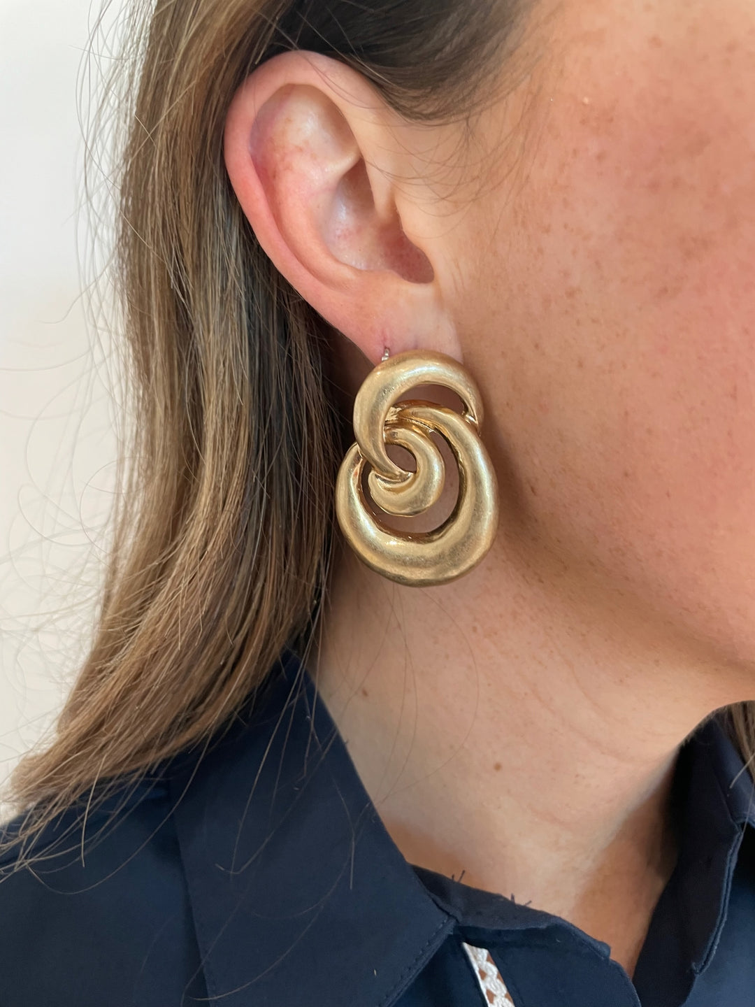BK Jewelry Vivian Spiral Swirl Earrings in Vintage Gold available at Barbara Katz
