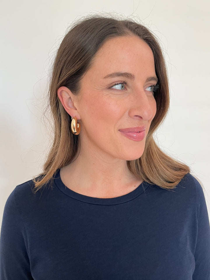 BK Jewelry Patty Puffy Metal Hoop Earrings in Gold available at Barbara Katz
