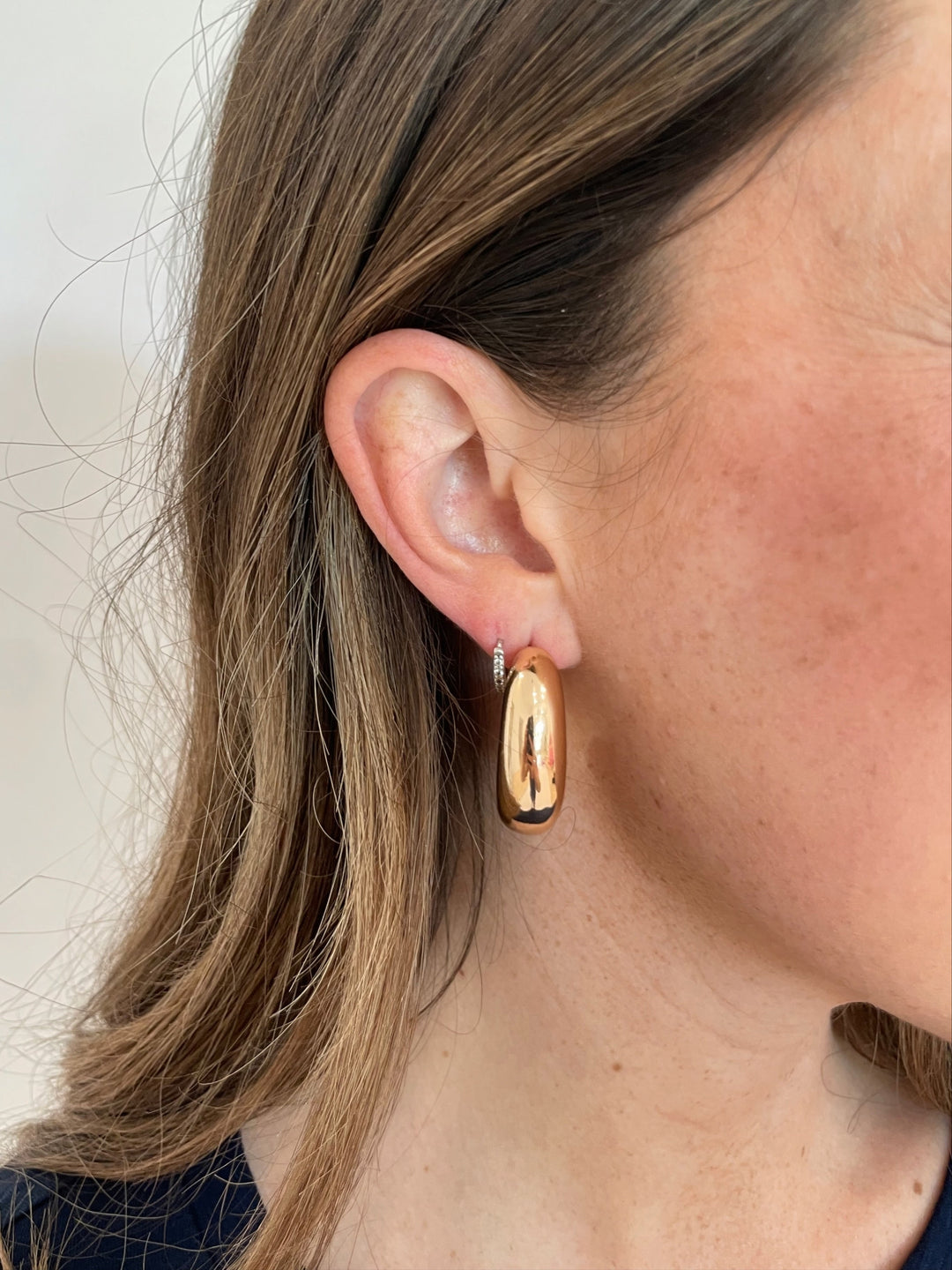 BK Jewelry Patty Puffy Metal Hoop Earrings in Gold available at Barbara Katz
