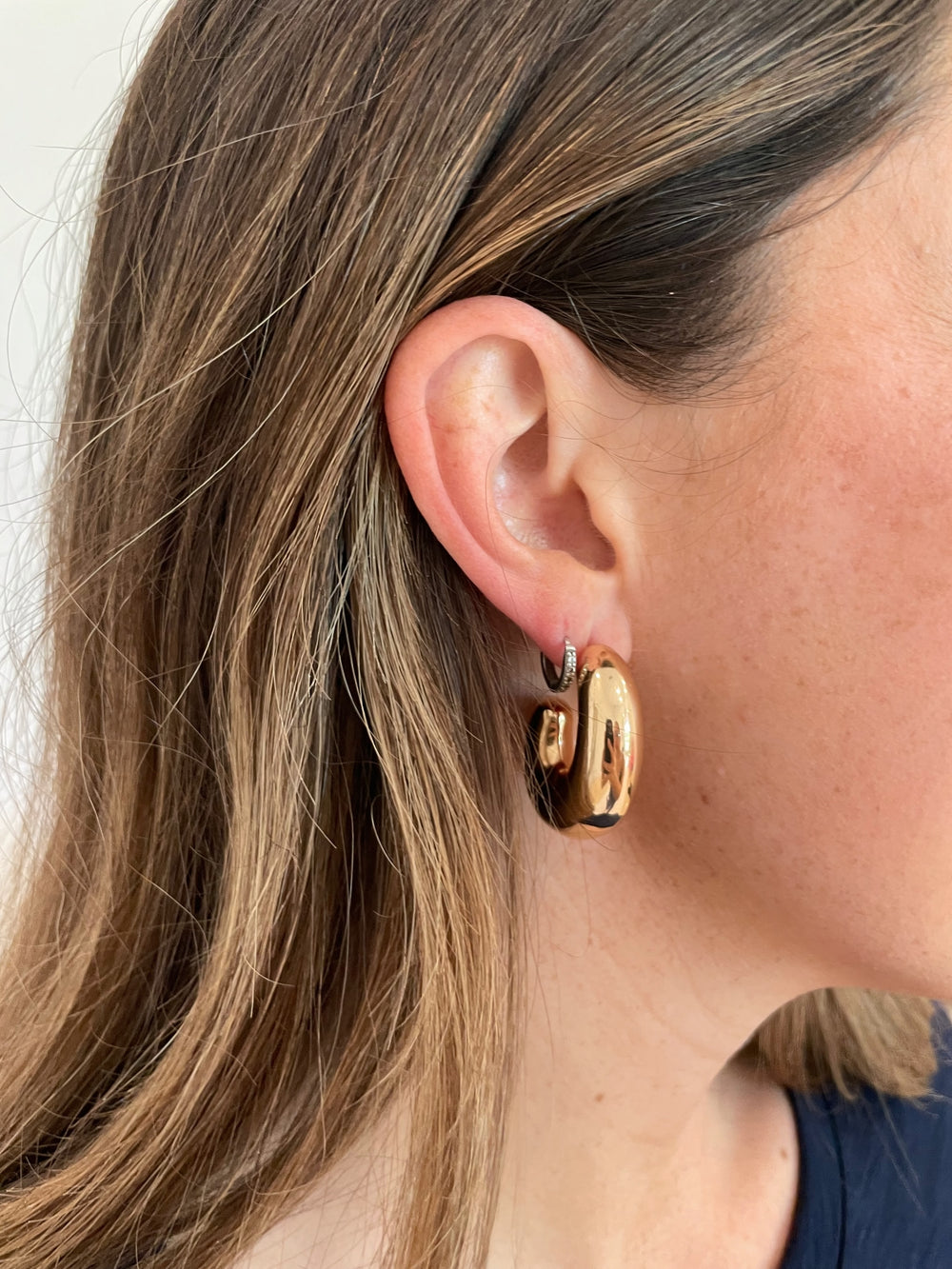 BK Jewelry Patty Puffy Metal Hoop Earrings in Gold available at Barbara Katz