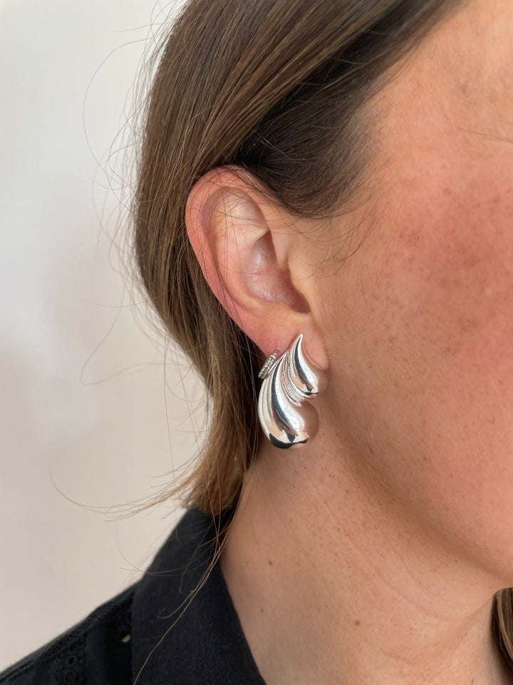 BK Jewelry Dory Double Teardrop Earrings in Silver available at Barbara Katz