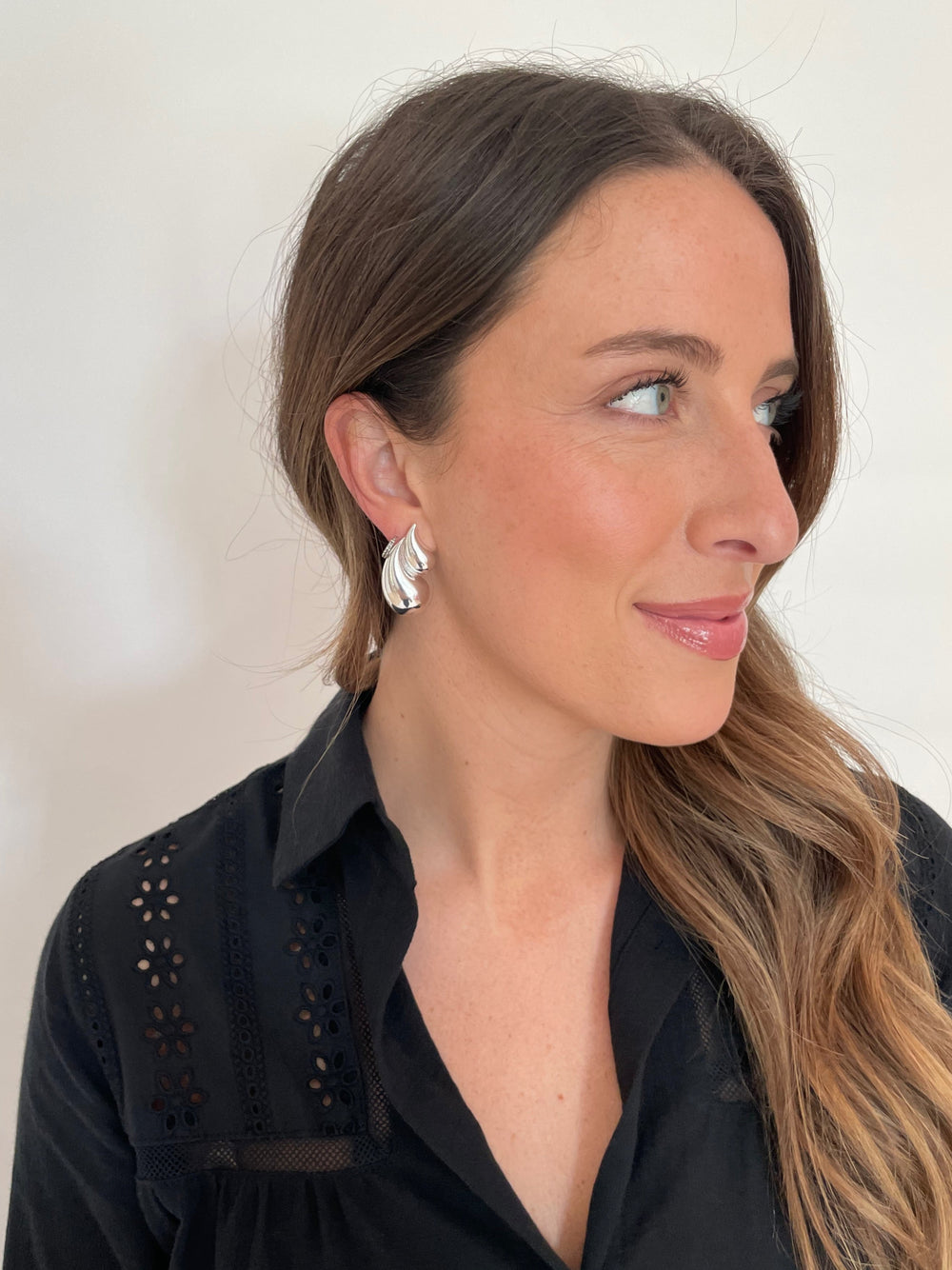 BK Jewelry Dory Double Teardrop Earrings in Silver available at Barbara Katz