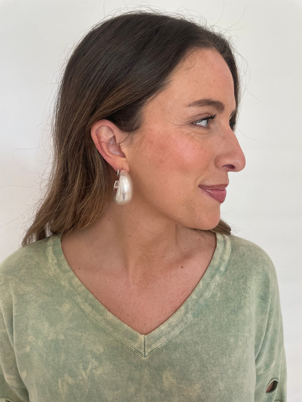 BK Jewelry Gracie Gradual Thick Hoop Earrings in Matte Silver available at Barbara Katz