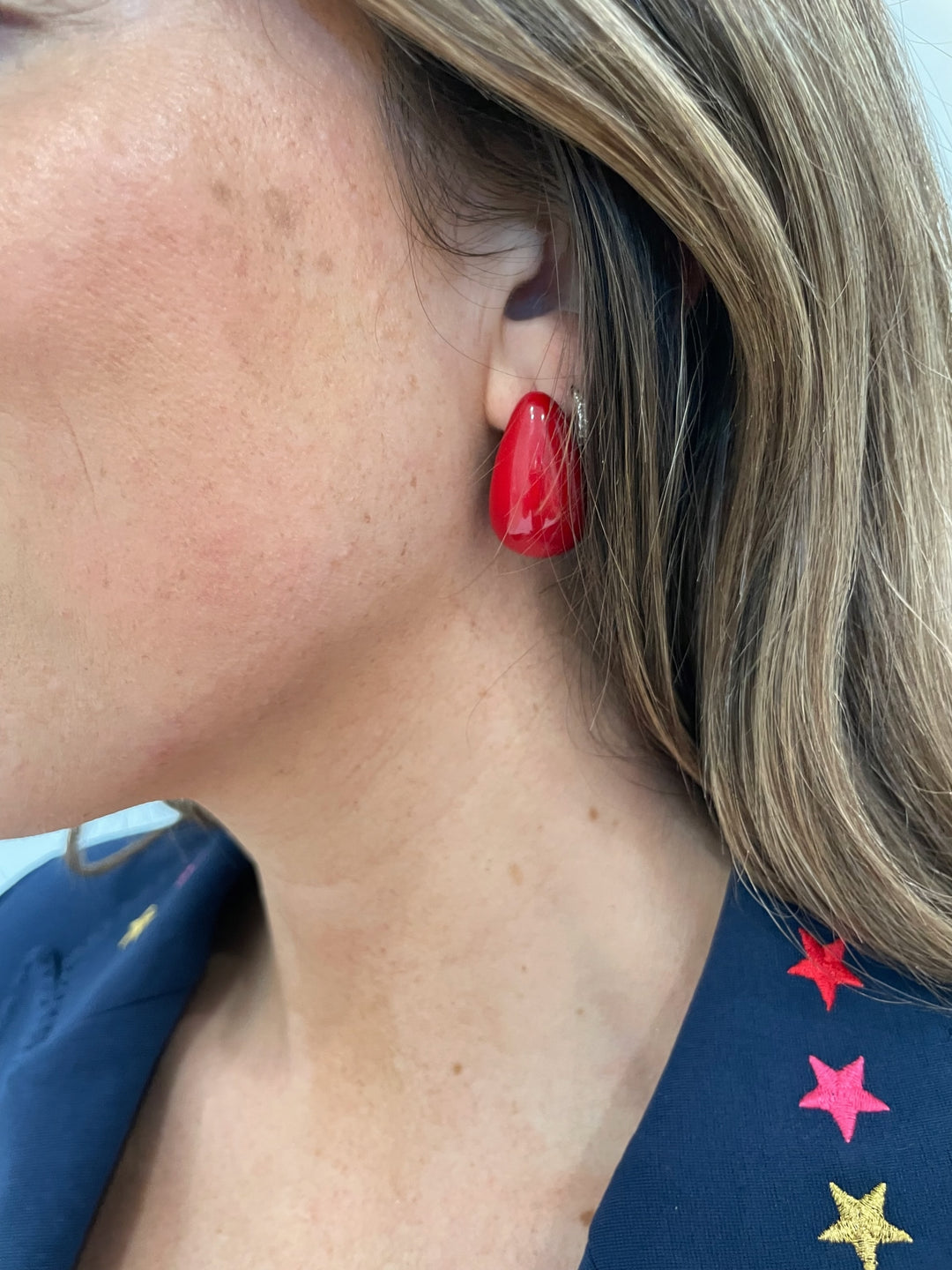 BK Jewelry Elli Puffy Teardrop Earrings in Wine Red available at Barbara Katz
