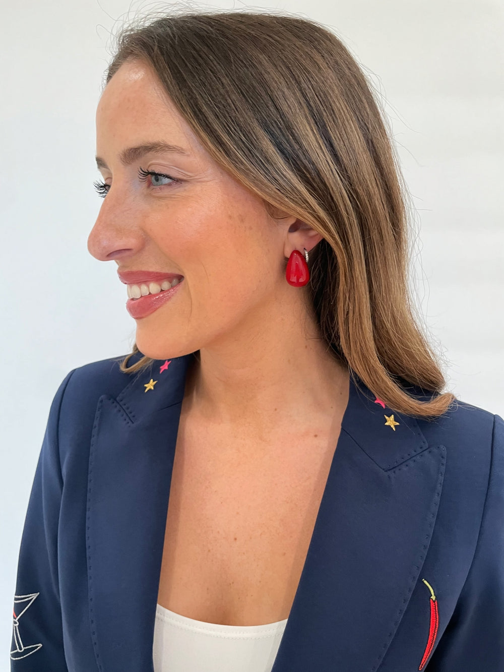 BK Jewelry Elli Puffy Teardrop Earrings in Wine Red available at Barbara Katz