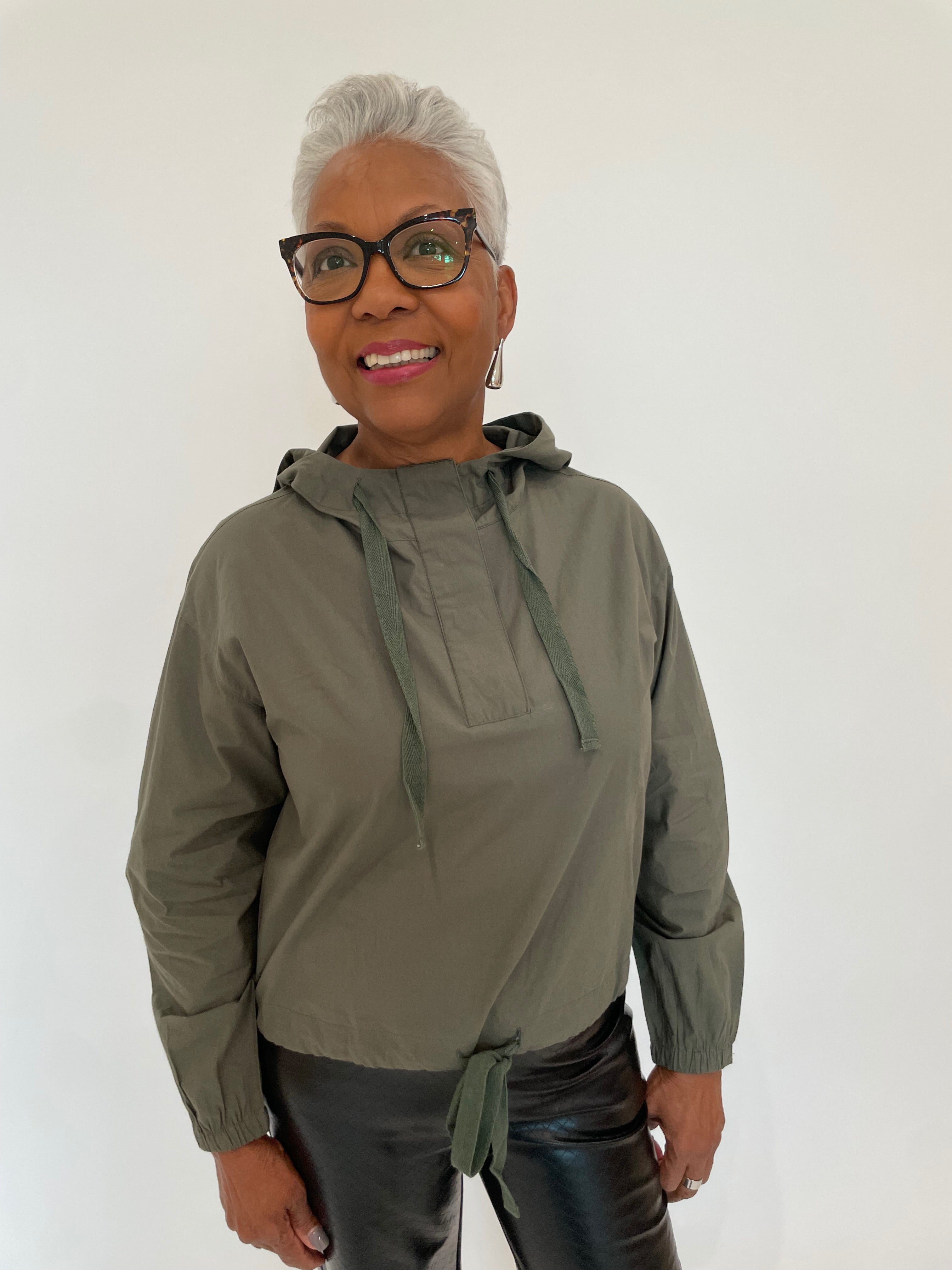 Lilla P. Poplin Hoodie Kale Kale L
