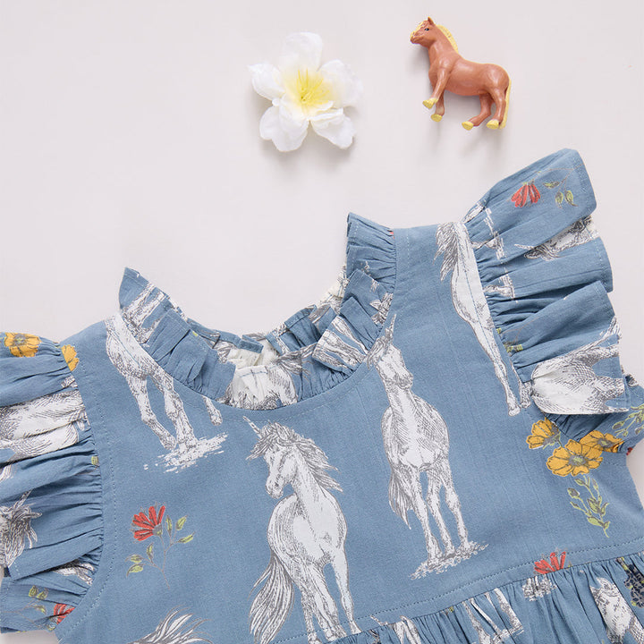 Pink Chicken Baby Girls Jennifer Dress Set in Unicorn Field available at Barbara Katz