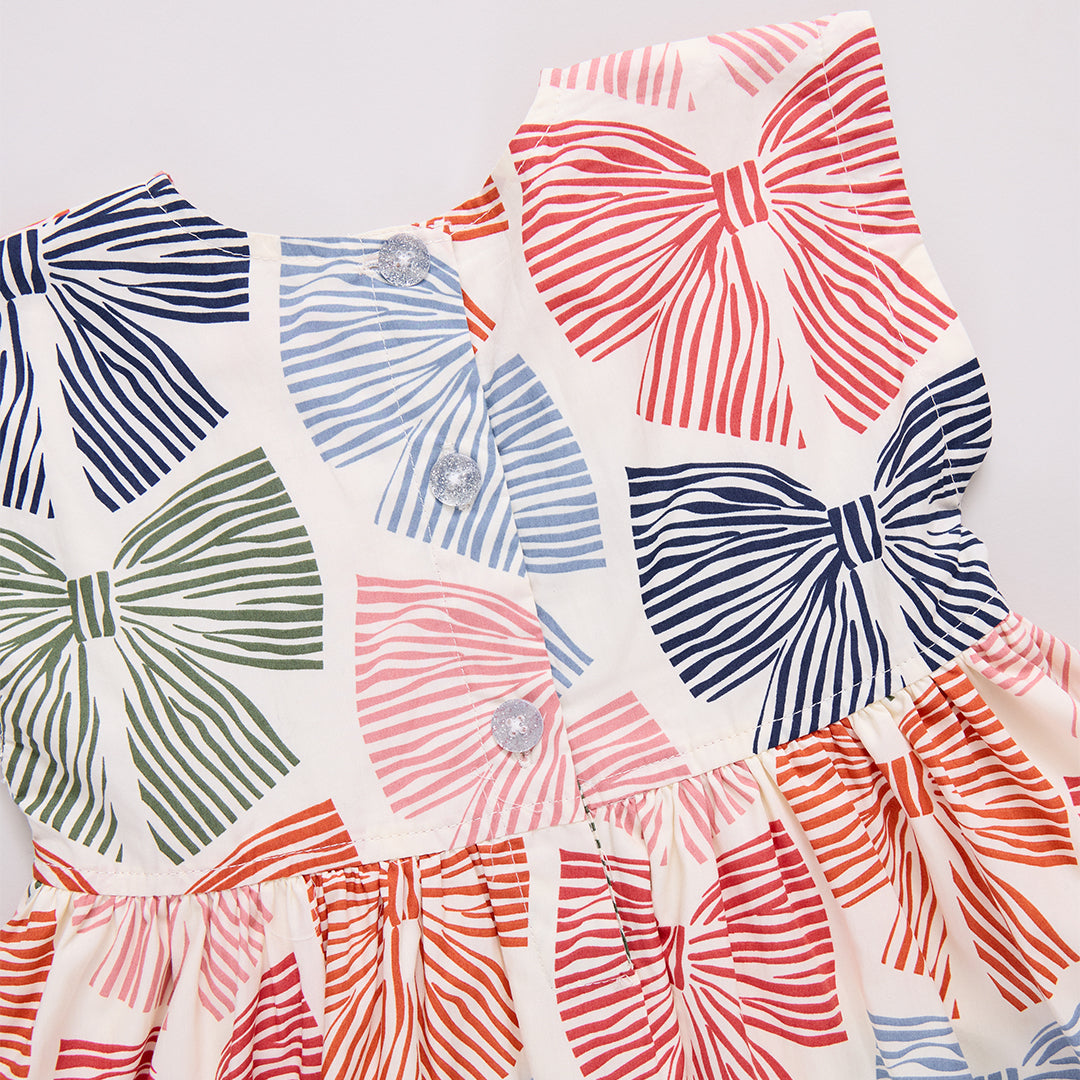 Pink Chicken Baby Girls Adaline Dress Set in Multi Stripe Bows available at Barbara Katz