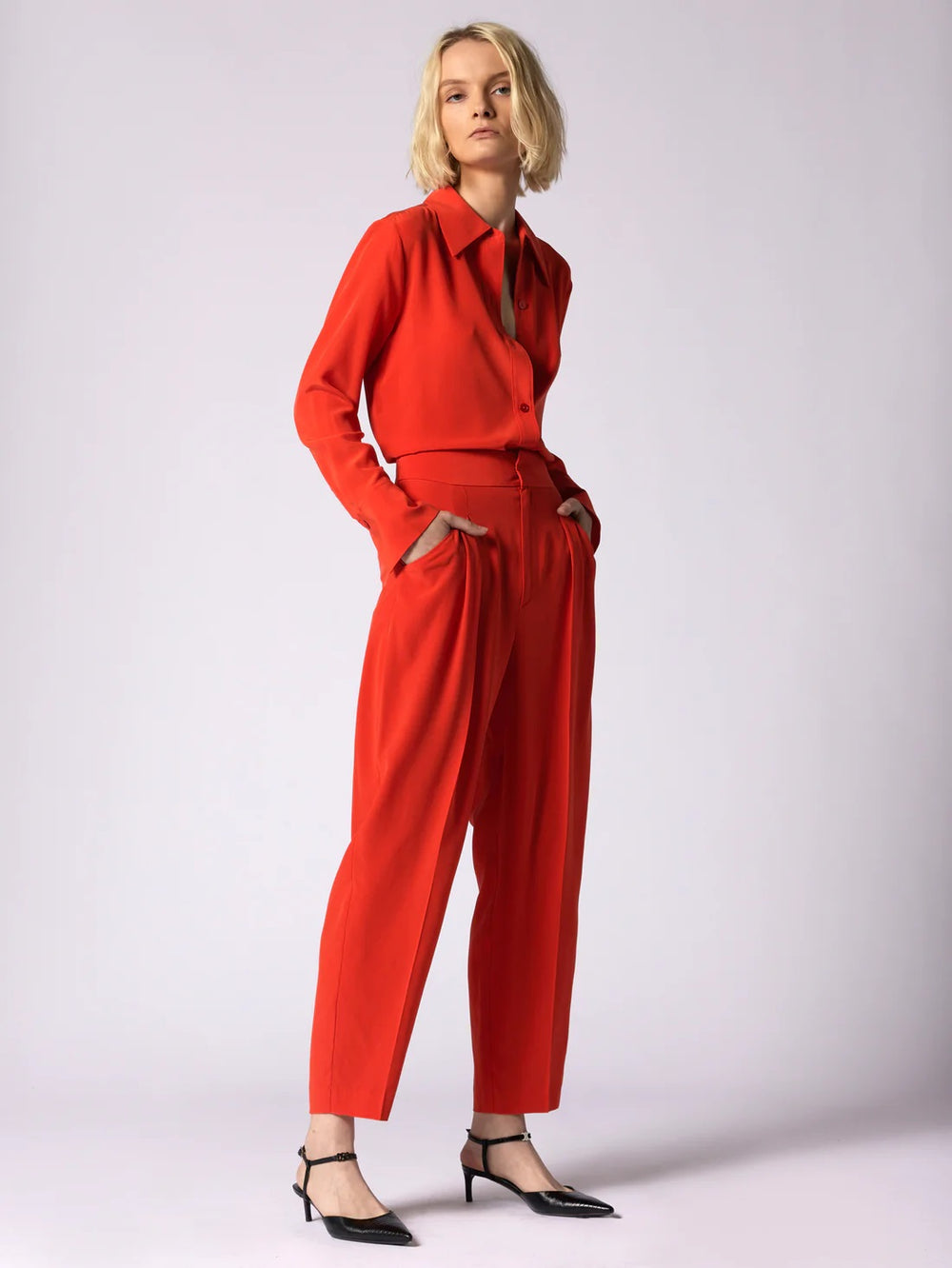 Equipment Silk Leona Shirt - Fiery Red