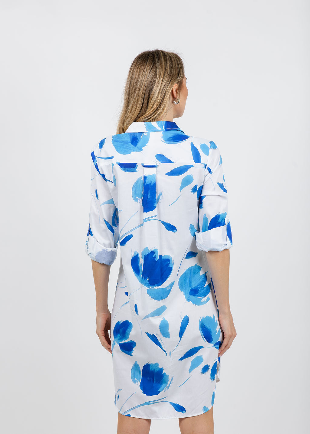 Finley Alex Shirt Dress in White/Blue available at Barbara Katz