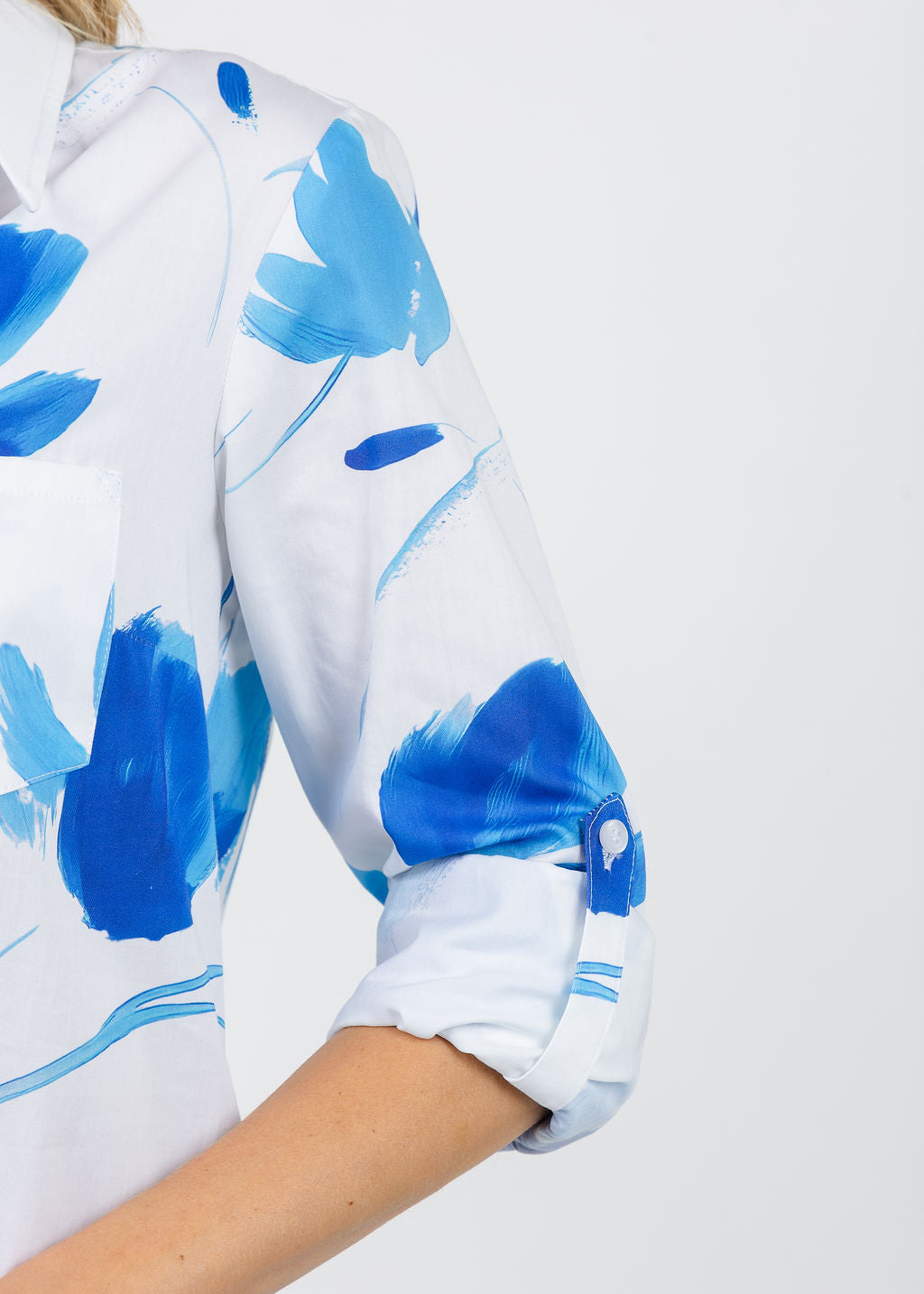 Finley Alex Shirt Dress in White/Blue available at Barbara Katz