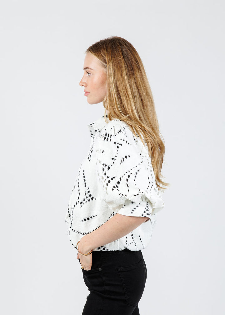 Finley Bomba Chunky Lace Shirt in Ivory available at Barbara Katz