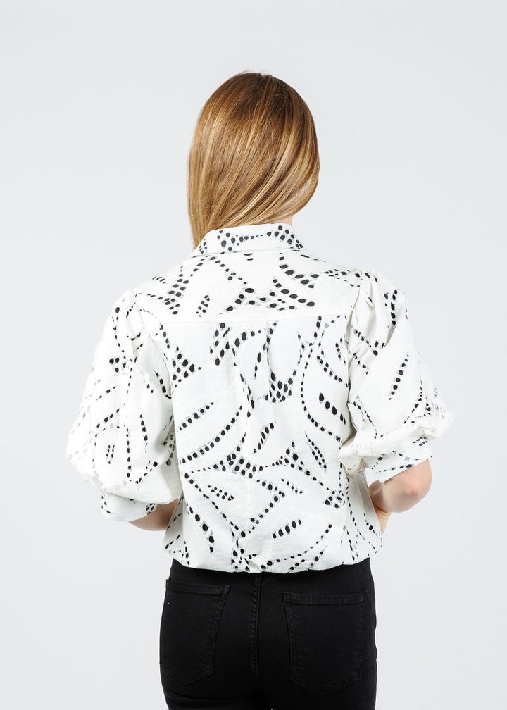 Finley Bomba Chunky Lace Shirt in Ivory available at Barbara Katz