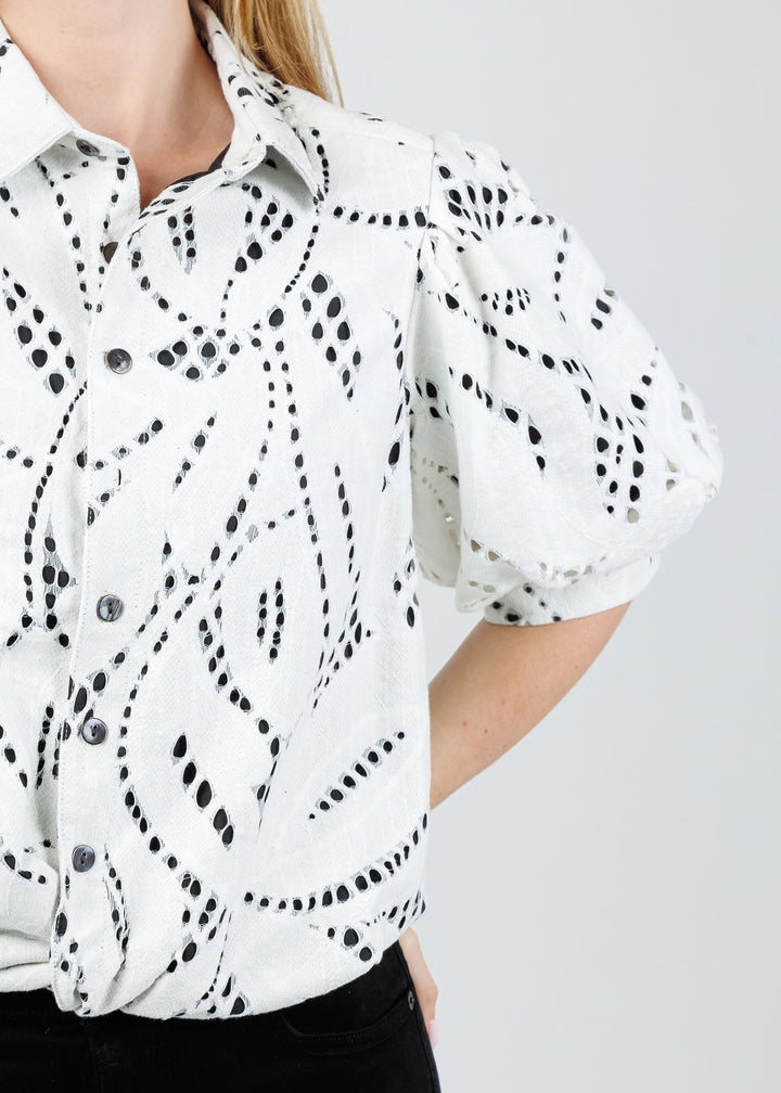 Finley Bomba Chunky Lace Shirt in Ivory available at Barbara Katz