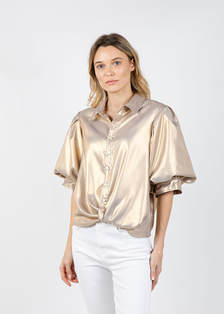 Finley Bomba Shirt in Liquid Gold available at Barbara Katz