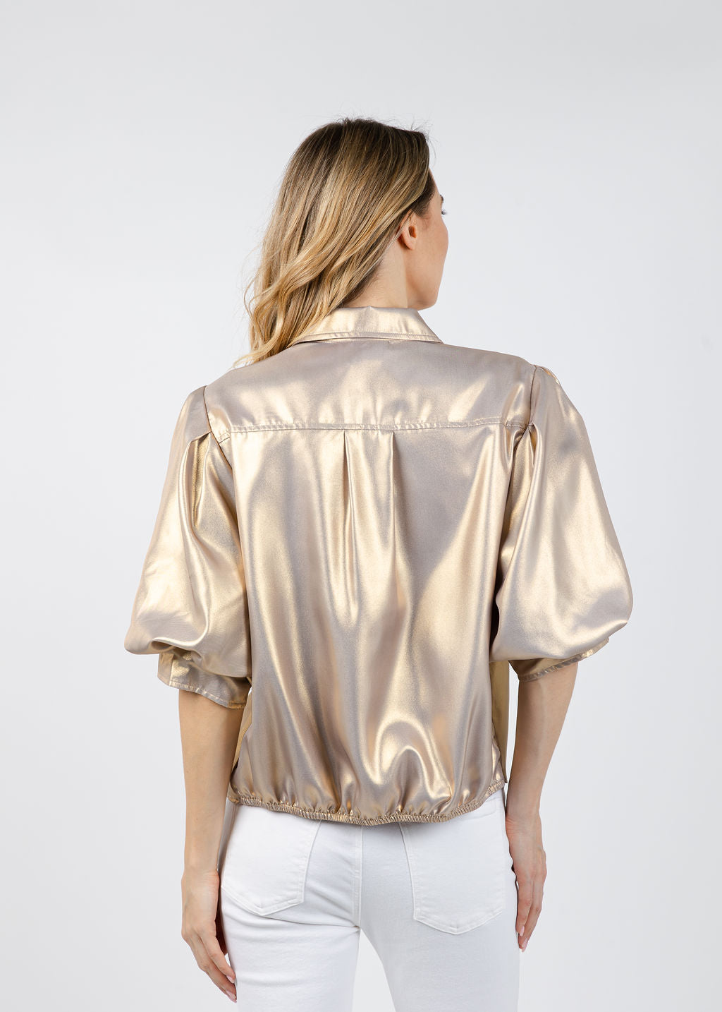 Finley Bomba Shirt in Liquid Gold available at Barbara Katz