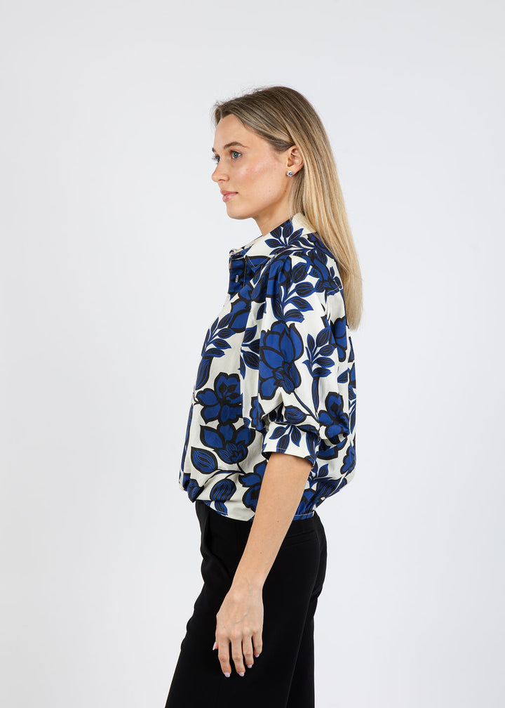Finley Bomba Shirt in Navy Roses available at Barbara Katz